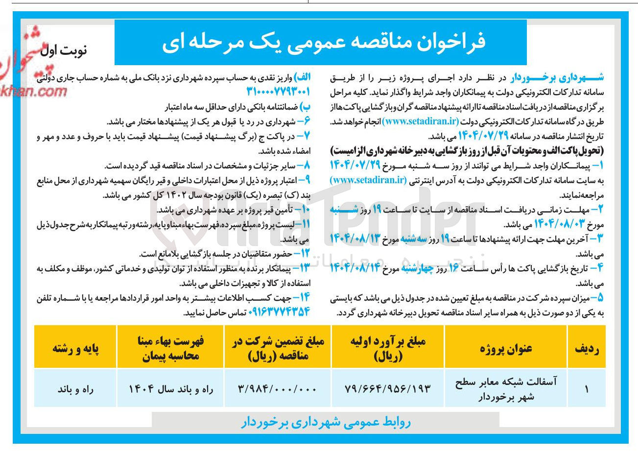 تصویر کوچک آگهی آسفالت شبکه معابر 