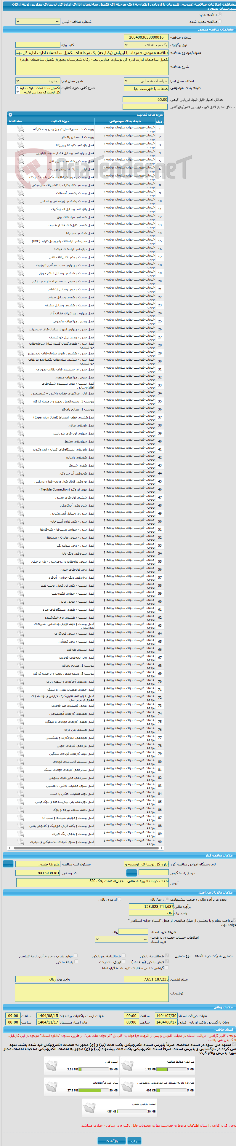 تصویر کوچک آگهی مناقصه عمومی همزمان با ارزیابی (یکپارچه) یک مرحله ای تکمیل ساختمان اداری اداره کل نوسازی مدارس تخته ارکان شهرستان بجنورد