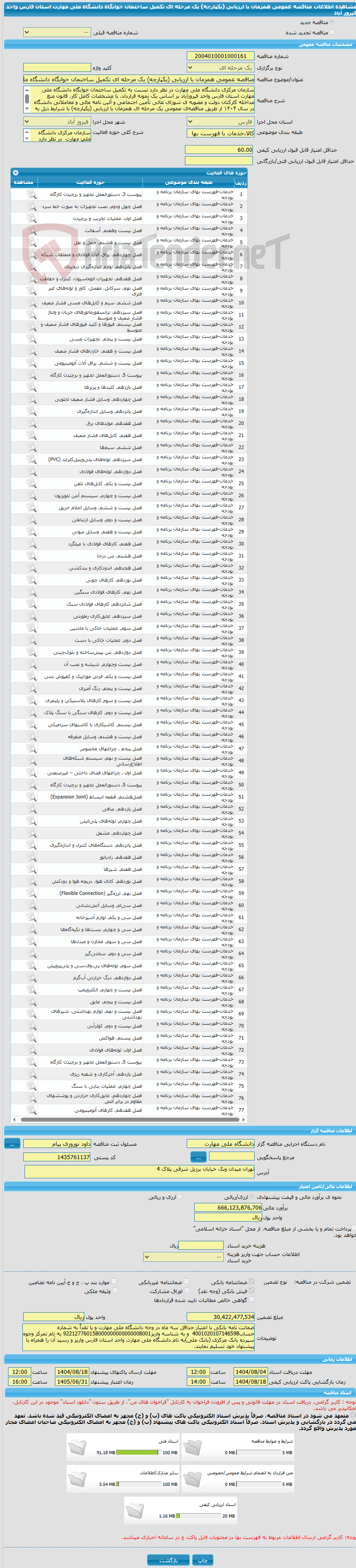 تصویر کوچک آگهی مناقصه عمومی همزمان با ارزیابی (یکپارچه) یک مرحله ای تکمیل ساختمان خوابگاه دانشگاه ملی مهارت استان فارس واحد فیروز آباد