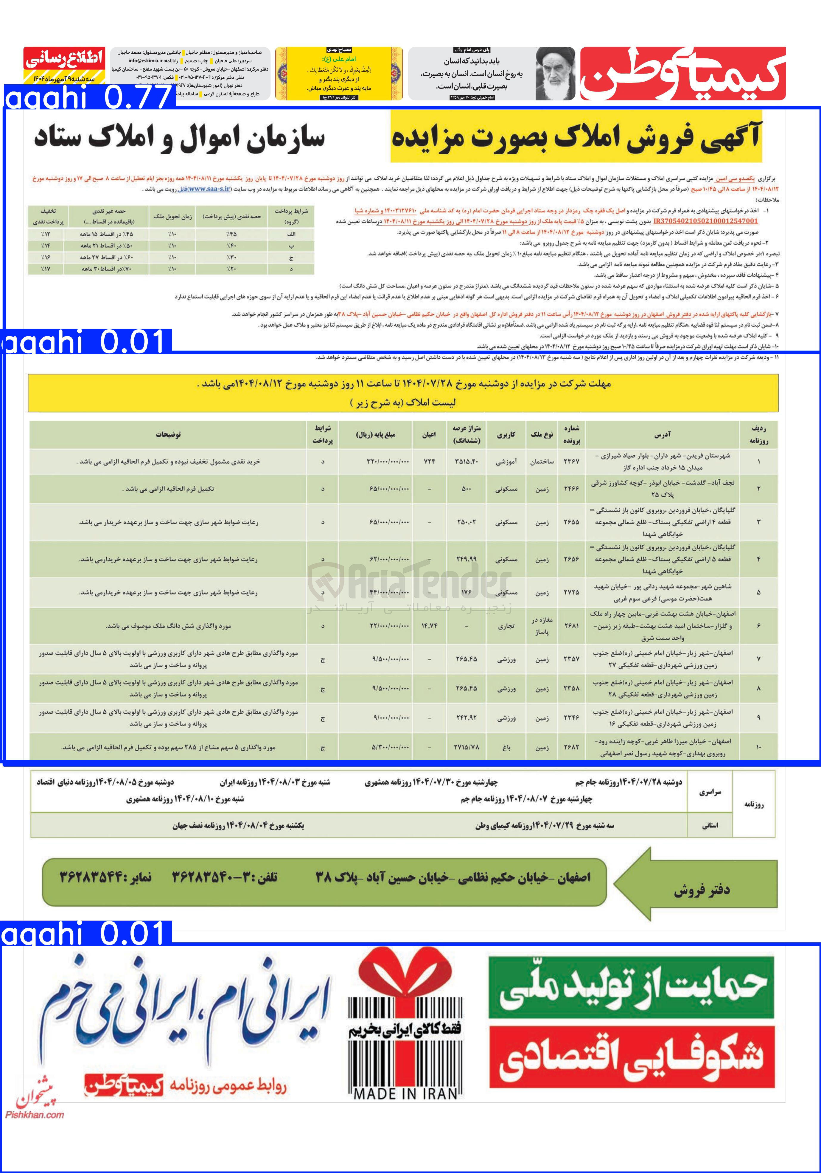 تصویر کوچک آگهی فروش املاک در 10 ردیف با کاربری آموزشی - مسکونی - تجاری - ورزشی