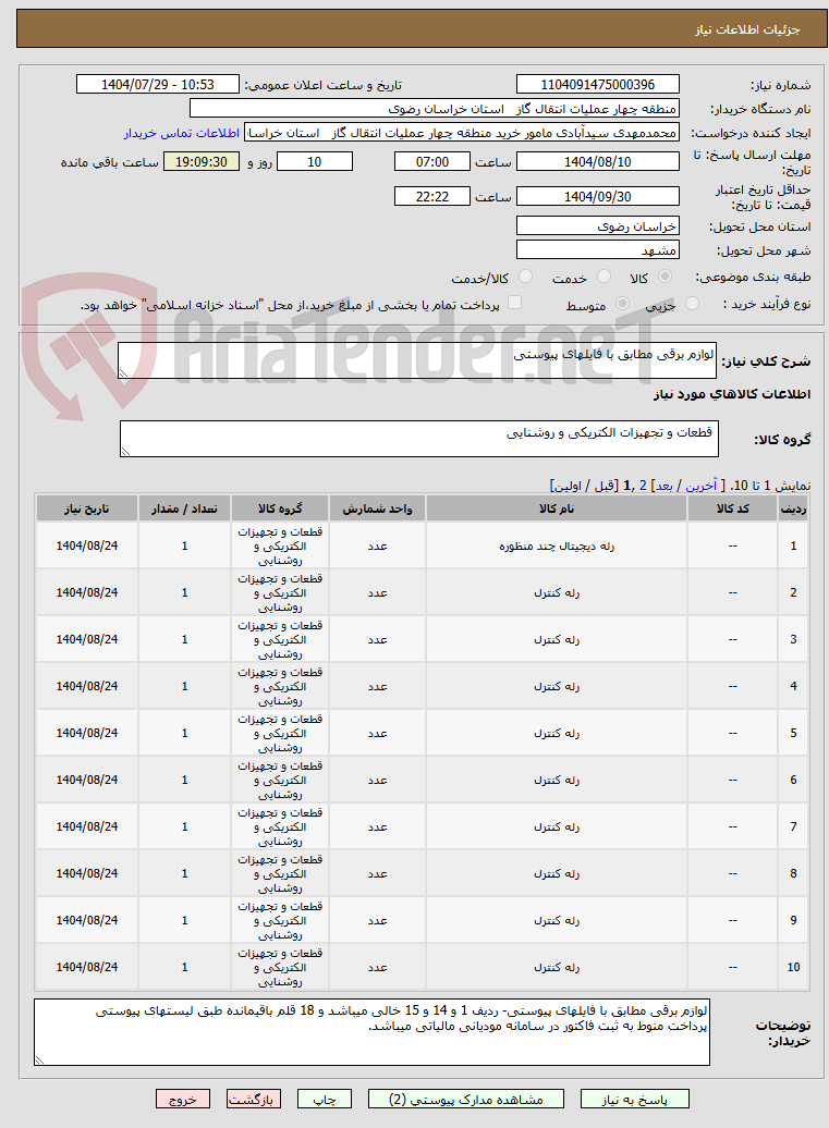 تصویر کوچک آگهی لوازم برقی مطابق با فایلهای پیوستی