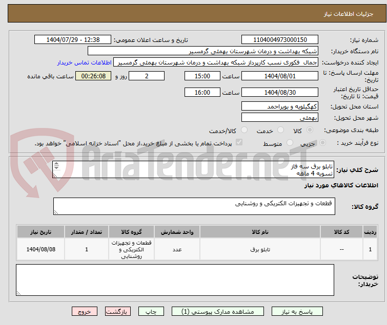 تصویر کوچک آگهی تابلو برق سه فاز 
تسویه 4 ماهه
پیش فاکتور الزامی م یباشد
تاییدیه با اقای صالحی 09167003696 می باشد 