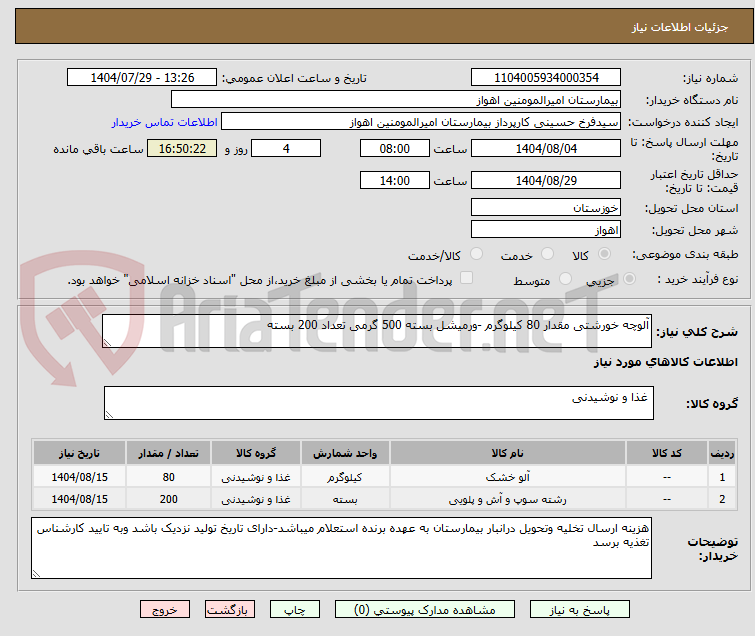 تصویر کوچک آگهی آلوچه خورشتی مقدار 80 کیلوگرم -ورمیشل بسته 500 گرمی تعداد 200 بسته