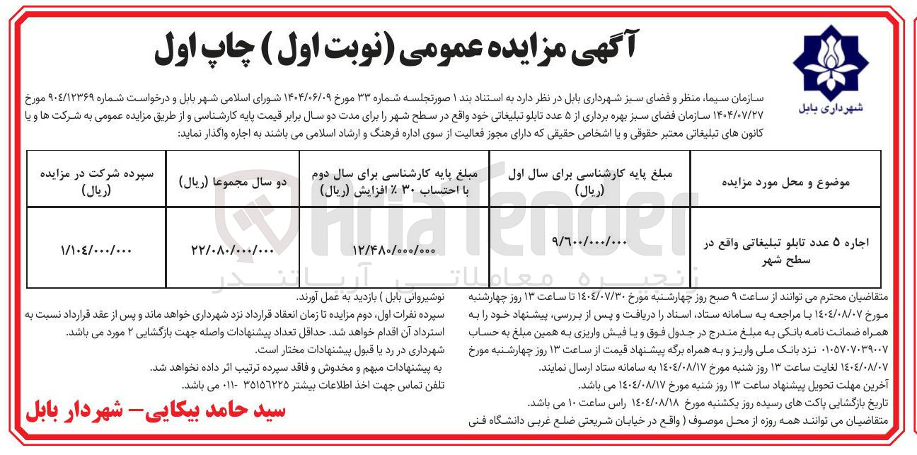 تصویر کوچک آگهی اجاره ۵ عدد تابلو تبلیغاتی 