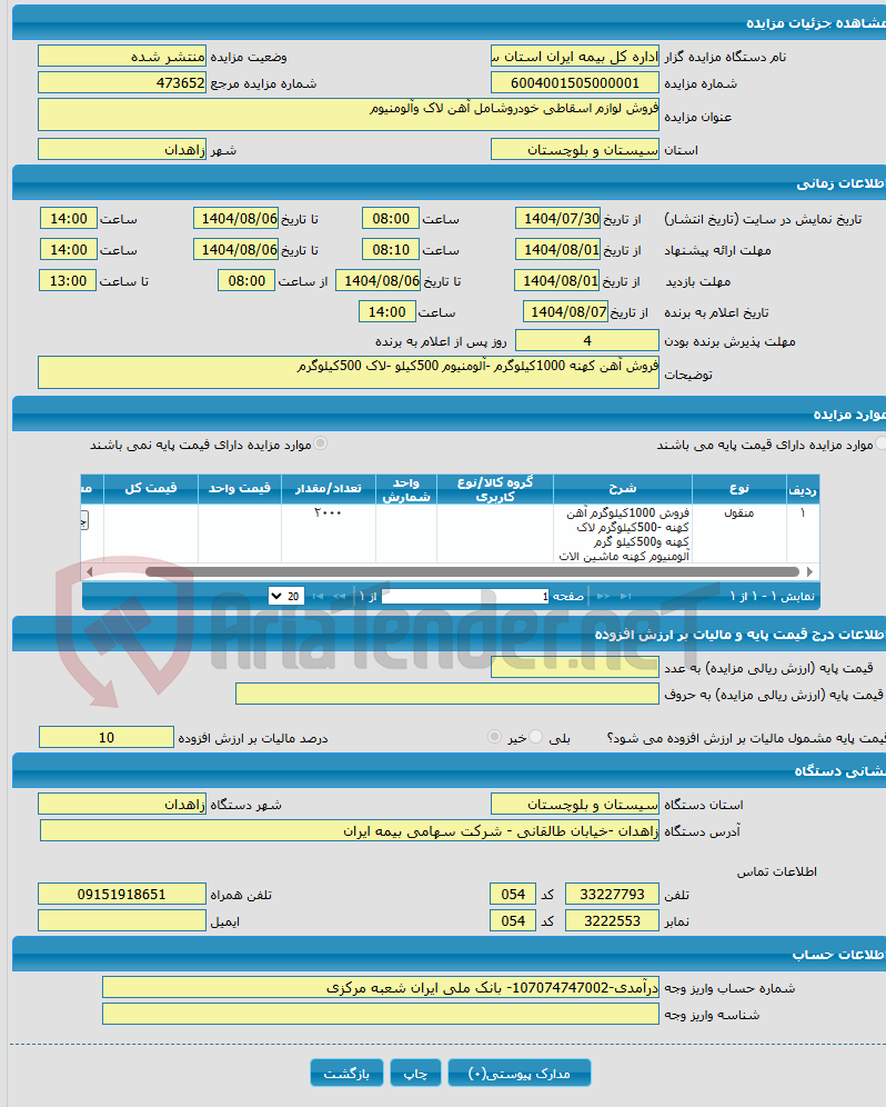 تصویر کوچک آگهی فروش لوازم اسقاطی خودروشامل آهن لاک وآلومنیوم