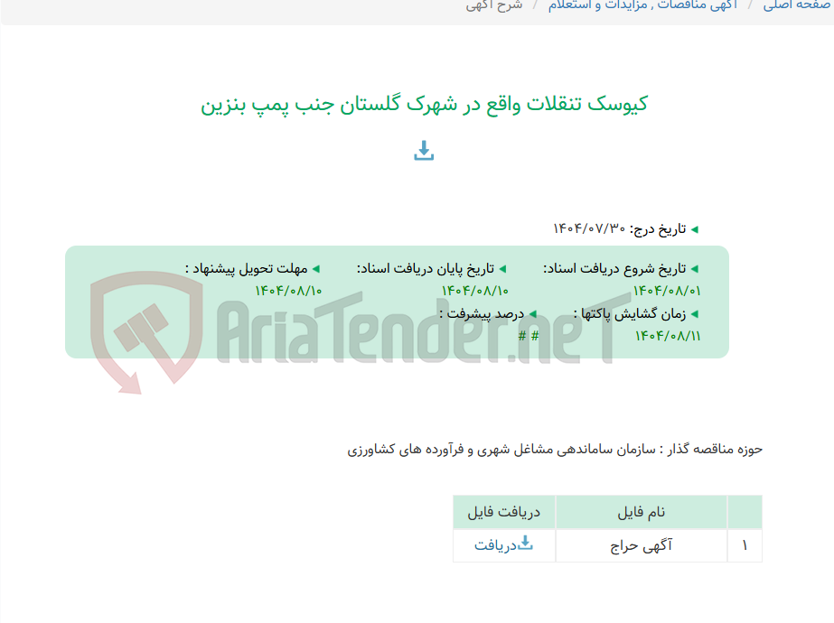 تصویر کوچک آگهی کیوسک تنقلات واقع در شهرک گلستان جنب پمپ بنزین