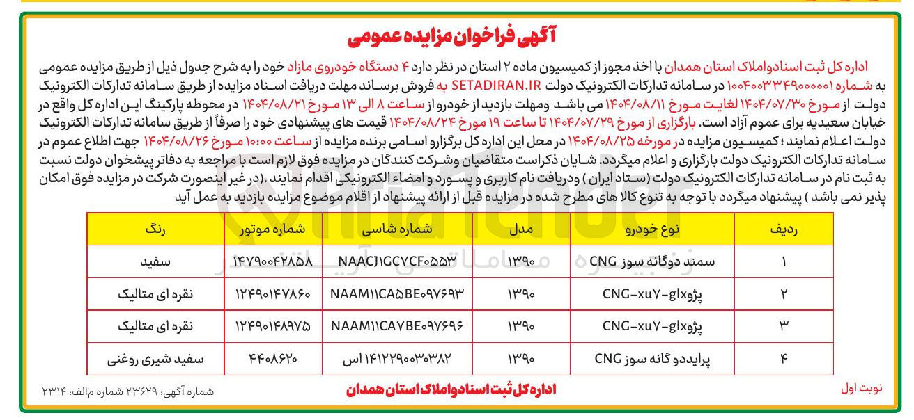 تصویر کوچک آگهی فروش  ۴ دستگاه خودرو