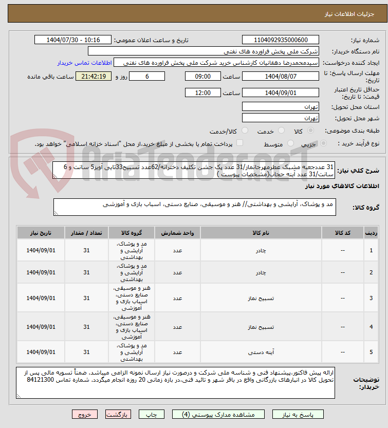 تصویر کوچک آگهی 31 عددجعبه مشبک عطرمهرجانماز/31 عدد پک جشن تکلیف دخترانه/62عدد تسبیح33تایی آویز5 سانت و 6 سانت/31 عدد آینه حجاب(مشخصات پیوست )