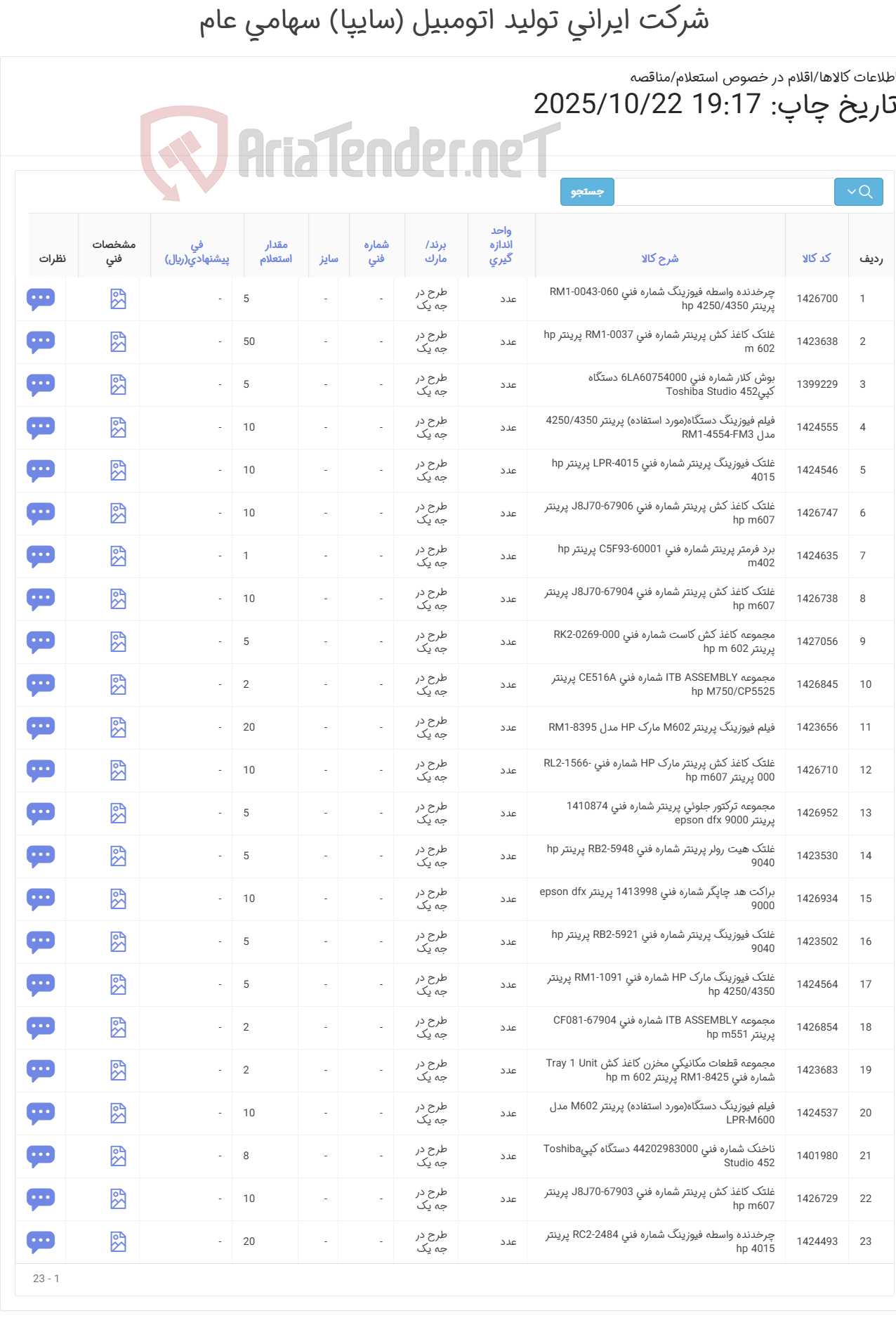 تصویر کوچک آگهی تجهیزات چاپگر