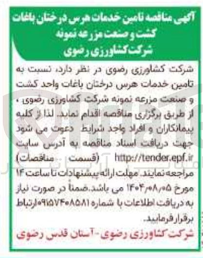 تصویر کوچک آگهی تامین خدمات هرس درختان باغات