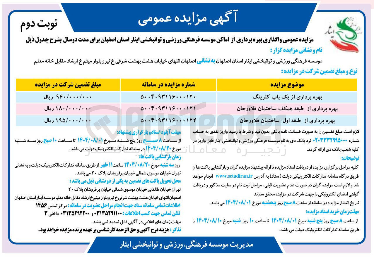 تصویر کوچک آگهی بهره برداری از طبقه اول ساختمان