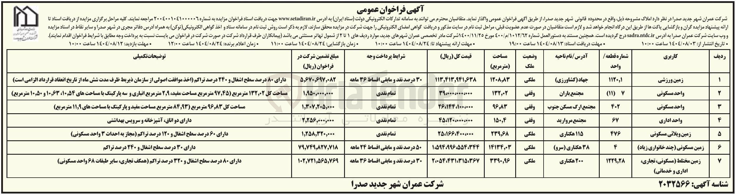 تصویر کوچک آگهی فروش املاک در 7 ردیف با کاربری ورزشی - مسکونی - اداری - تجاری