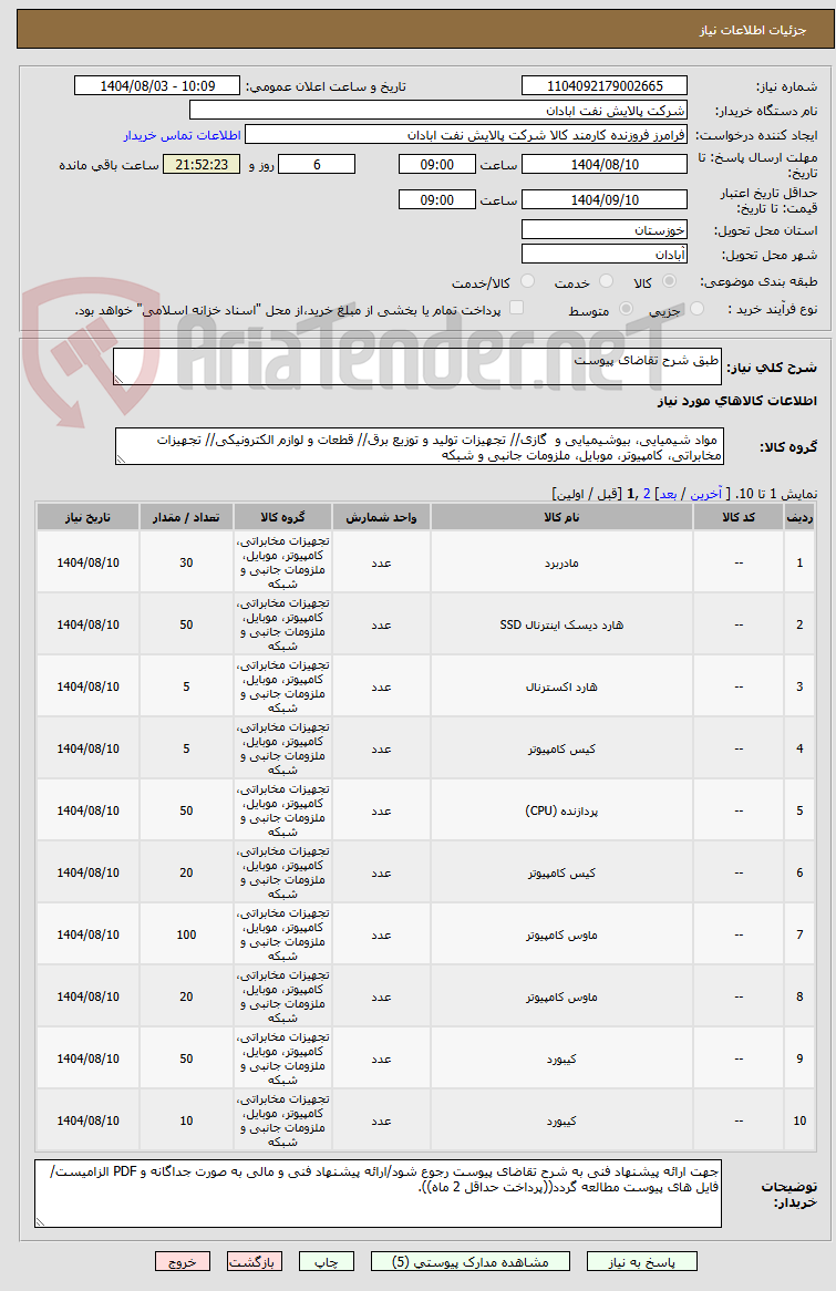 تصویر کوچک آگهی طبق شرح تقاضای پیوست