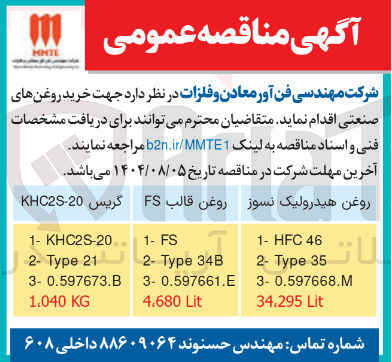 تصویر کوچک آگهی خرید روغن هیدرولیک نسوز
