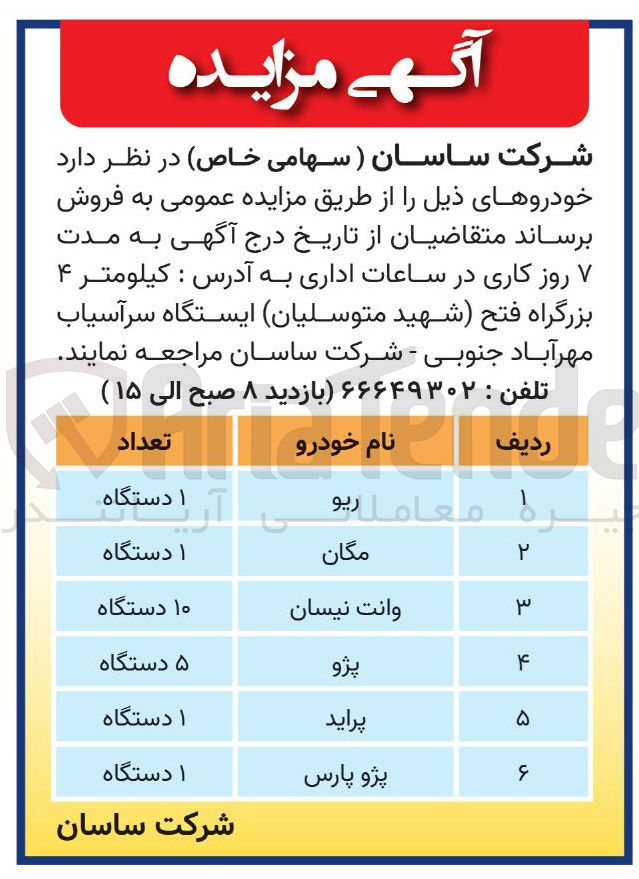 تصویر کوچک آگهی فروش تعداد 19 دستگاه خودرو 