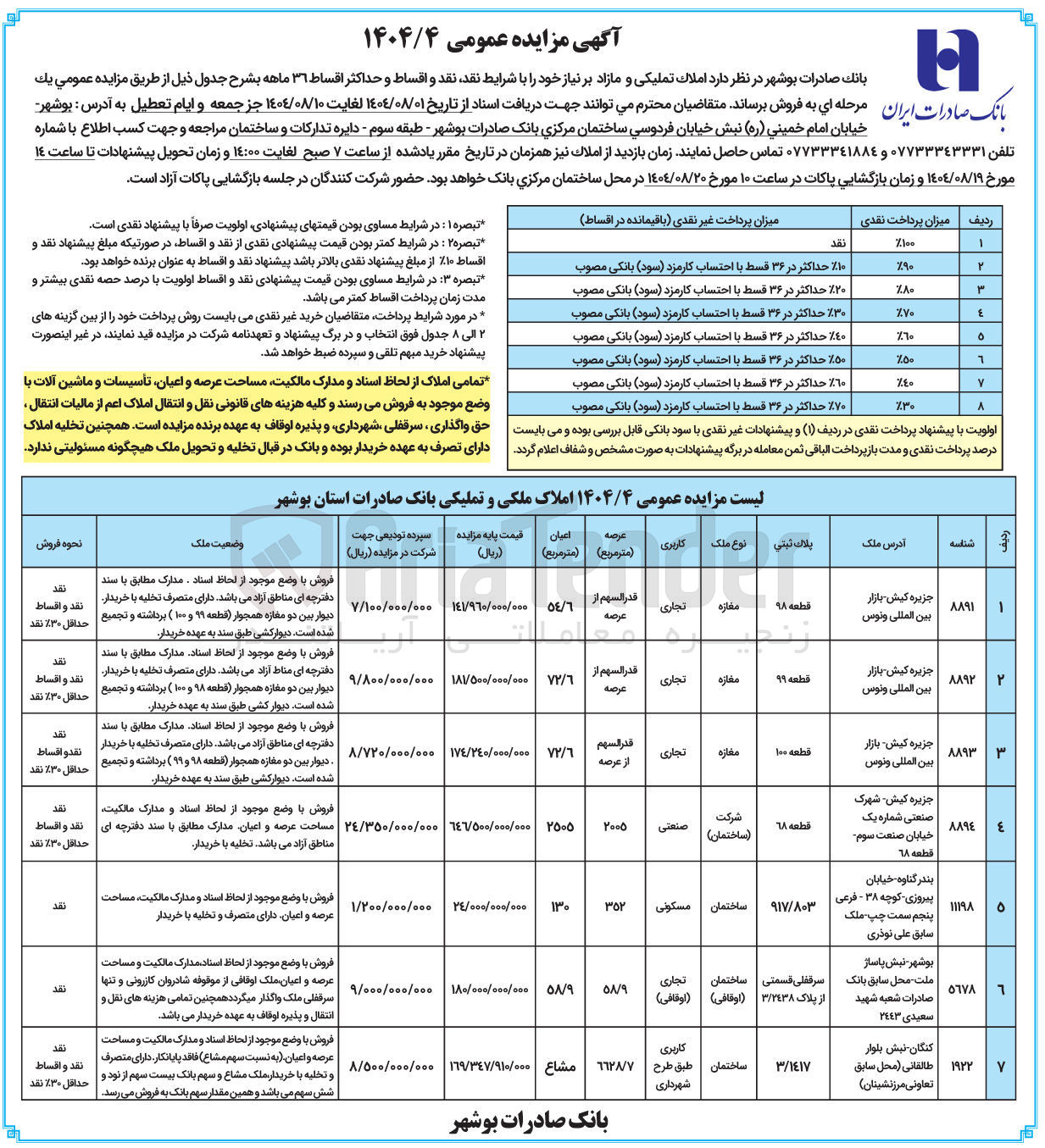 تصویر کوچک آگهی فروش املاک در 7 ردیف با کاربری تجاری - صنعتی - مسکونی