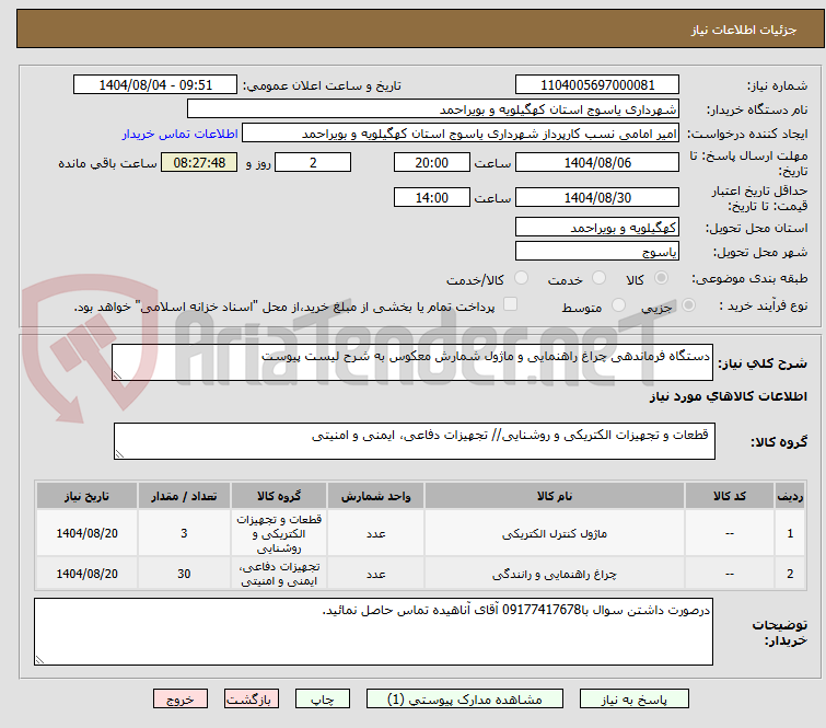 تصویر کوچک آگهی دستگاه فرماندهی چراغ راهنمایی و ماژول شمارش معکوس به شرح لیست پیوست