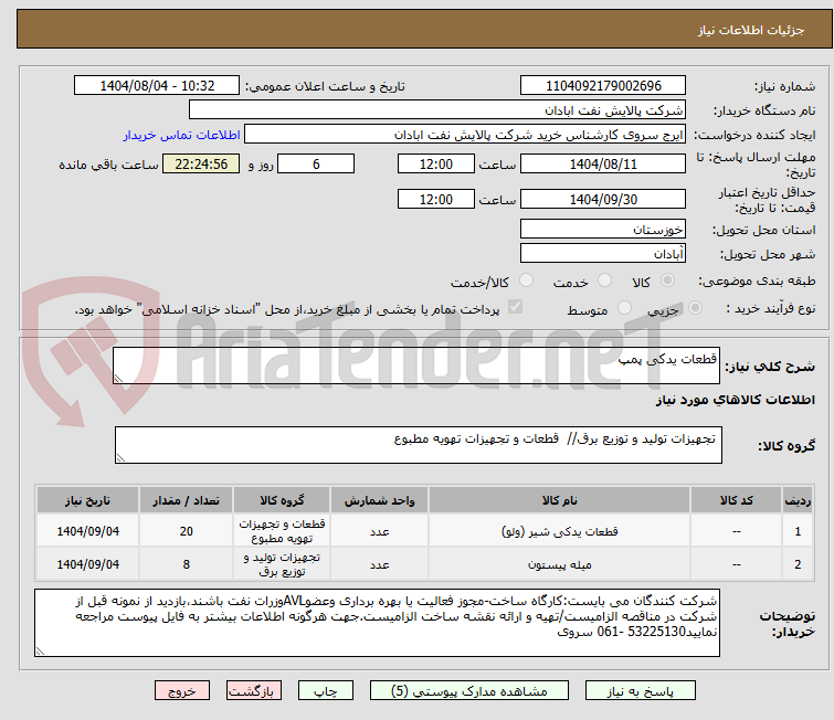 تصویر کوچک آگهی قطعات یدکی پمپ