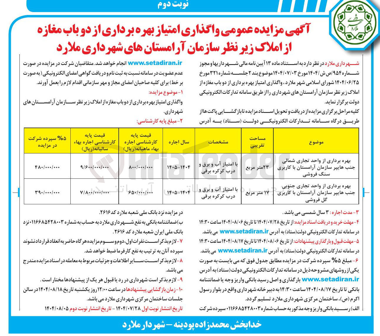 تصویر کوچک آگهی بهره برداری از واحد تجاری جنوبی جنب هایپر