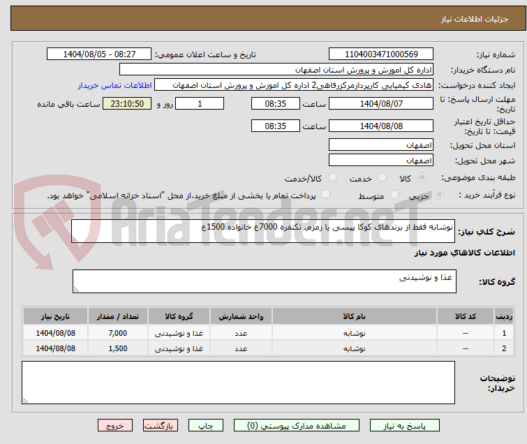 تصویر کوچک آگهی نوشابه فقط از برندهای کوکا پپسی یا زمزم. تکنفره 7000ع خانواده 1500ع