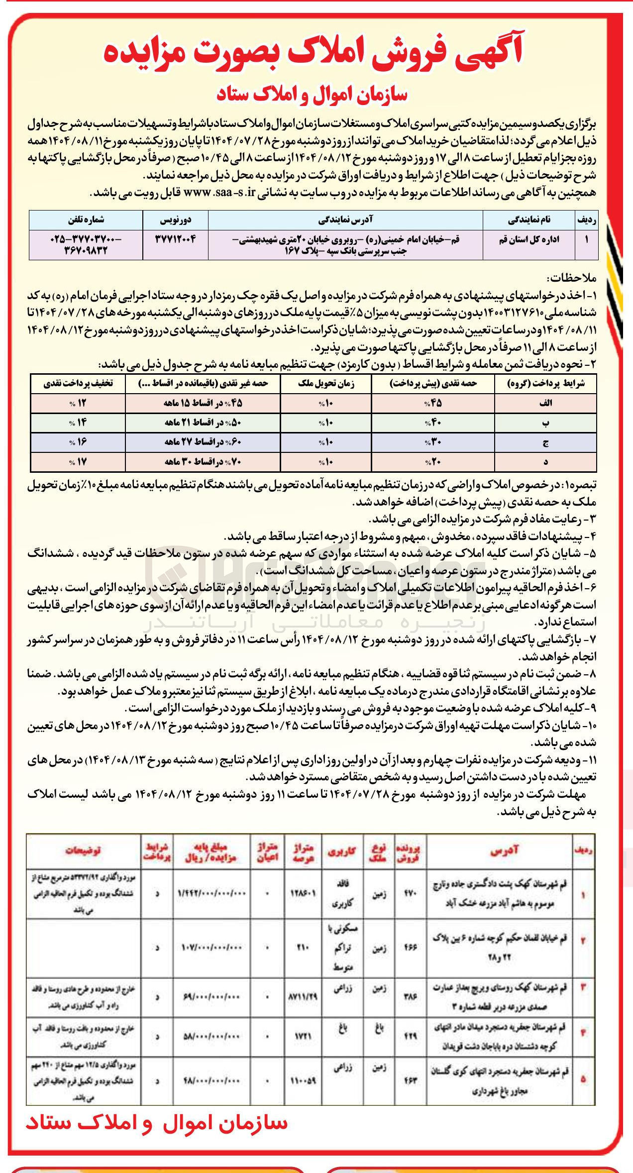 تصویر کوچک آگهی فروش املاک در 5 ردیف با کاربری مسکونی - زراعی