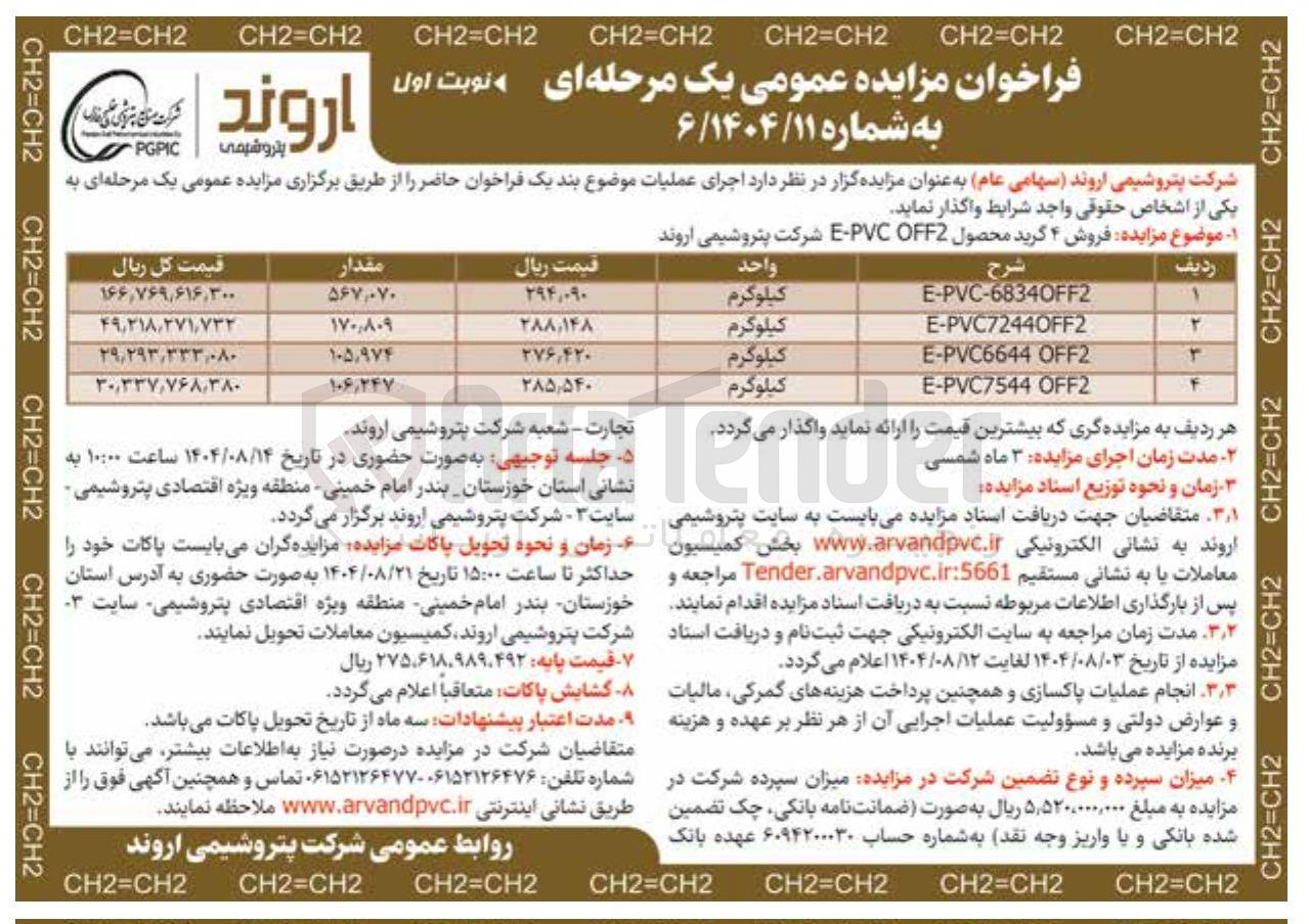 تصویر کوچک آگهی فروش ۴ گرید محصول OFF2 PVC - E 