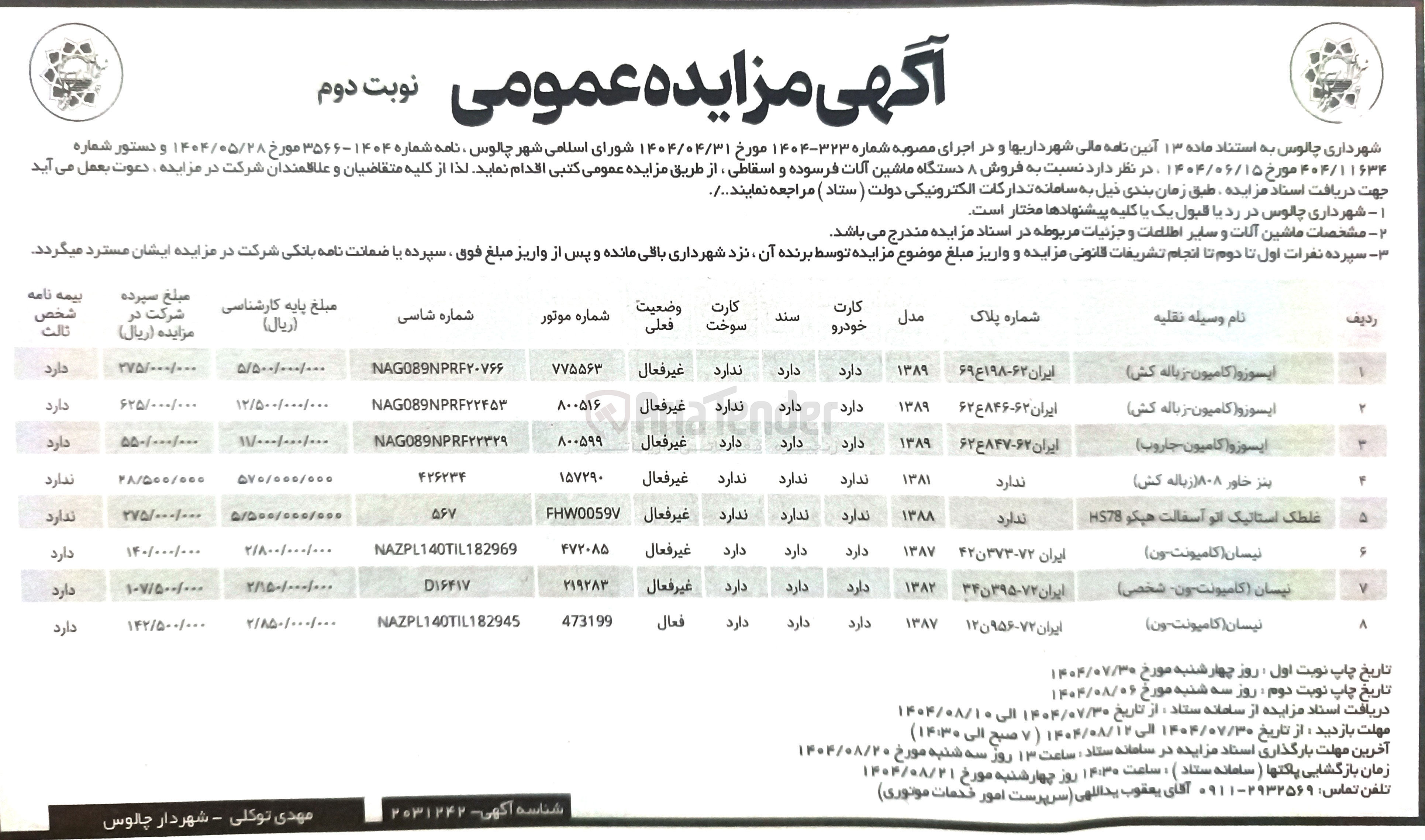 تصویر کوچک آگهی فروش ۸ دستگاه ماشین آلات فرسوده و اسقاطی