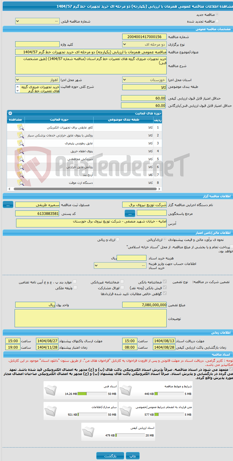 تصویر کوچک آگهی مناقصه عمومی همزمان با ارزیابی (یکپارچه) دو مرحله ای خرید تجهیزات خط گرم 1404/57