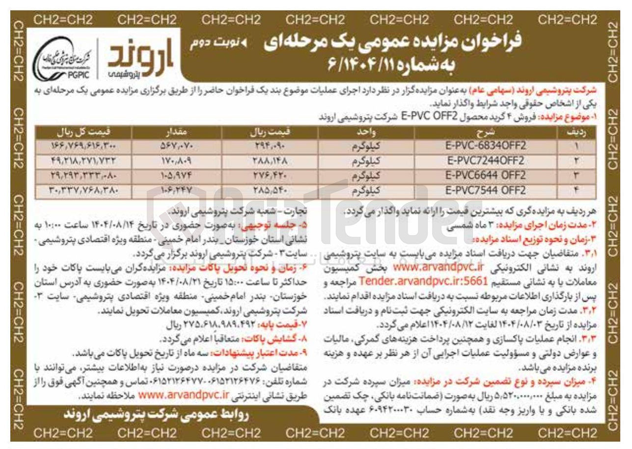 تصویر کوچک آگهی  فروش ۴ گرید محصول OFF2 PVC - E 