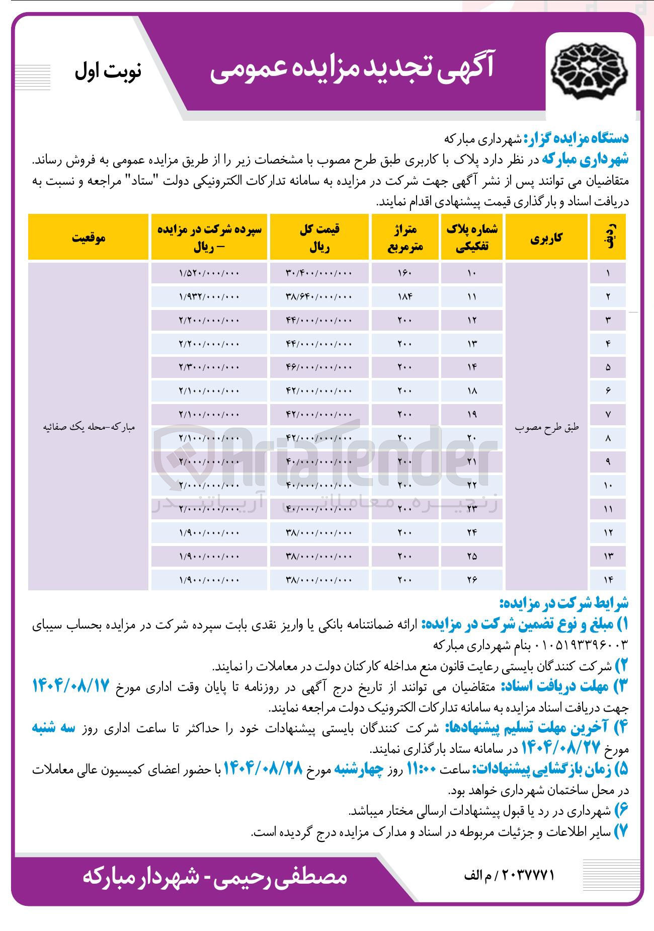 تصویر کوچک آگهی فروش 14 پلاک با کاربری