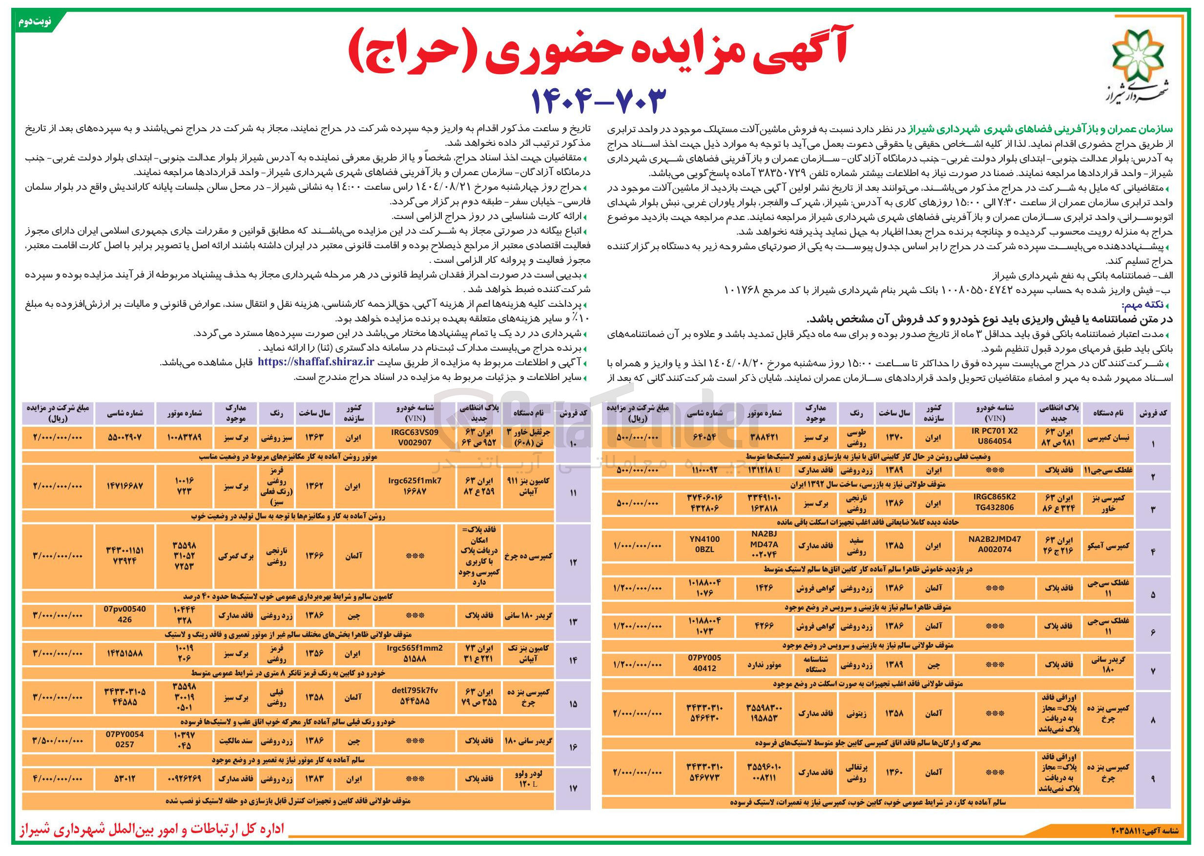 تصویر کوچک آگهی فروش ماشین آلات مستهلک