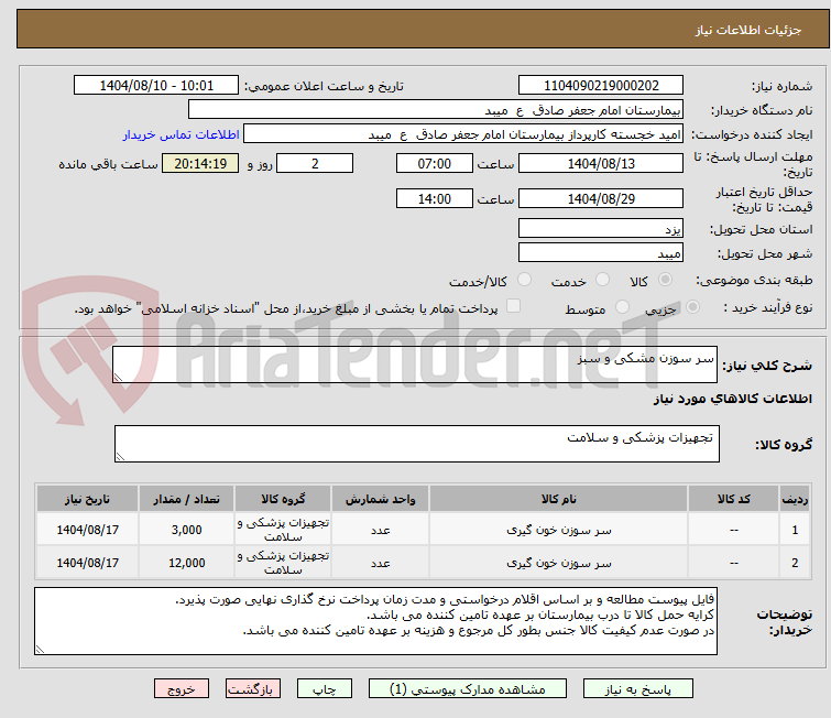 تصویر کوچک آگهی سر سوزن مشکی و سبز