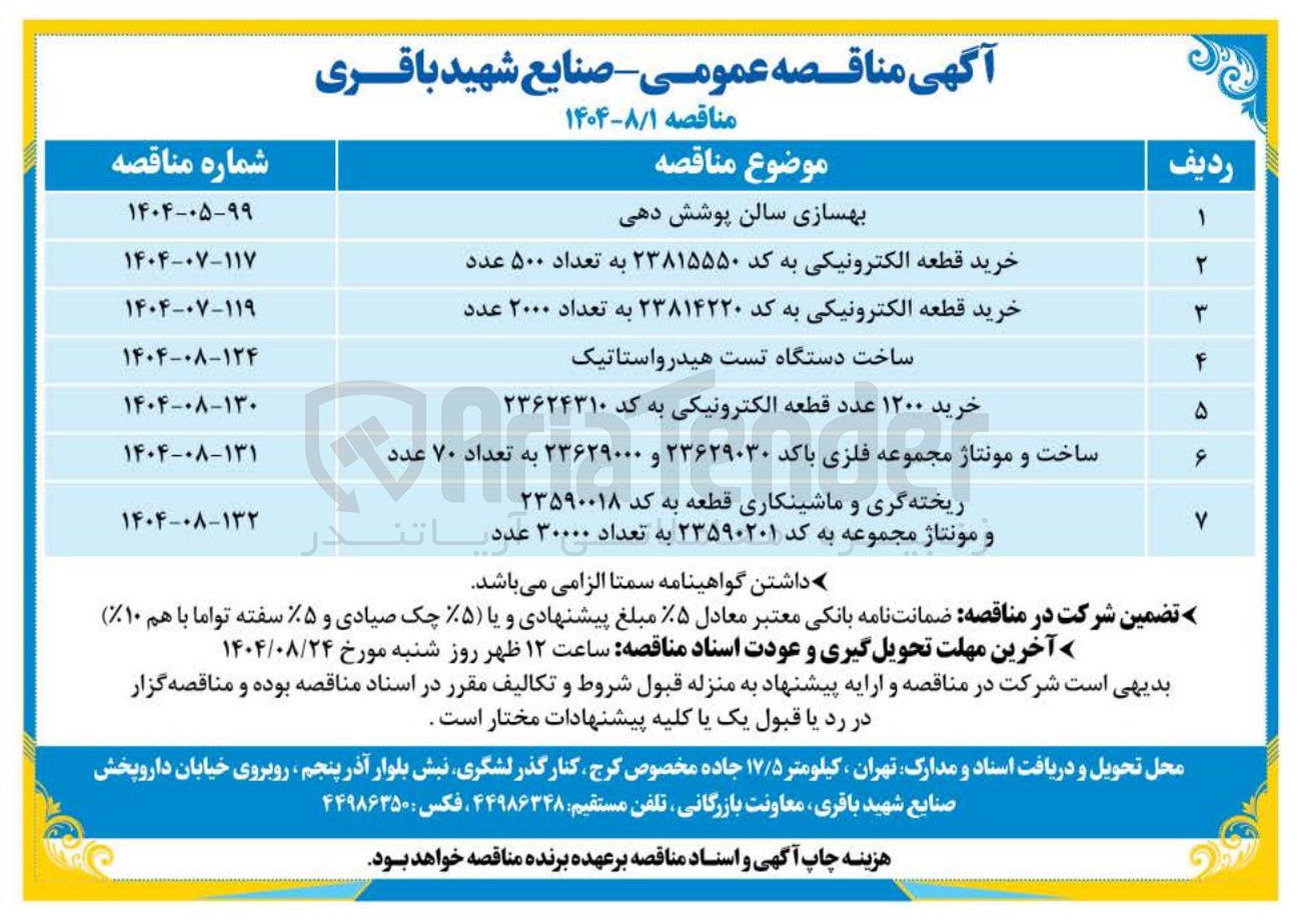 تصویر کوچک آگهی خرید قطعه الکترونیکی به کد ۲۳۸۱۴۲۲۰ به تعداد ۲۰۰۰ عدد