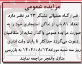 تصویر کوچک آگهی تعداد ۸۱ باب از اماکن استیجاری