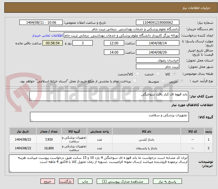تصویر کوچک آگهی باند قهوه ای کنار بافت سوختگی