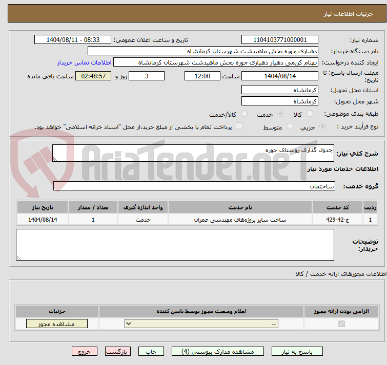 تصویر کوچک آگهی جدول گذاری روستای جوره