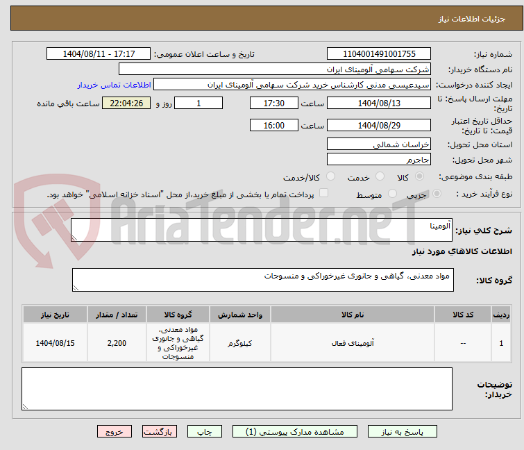 تصویر کوچک آگهی آلومینا