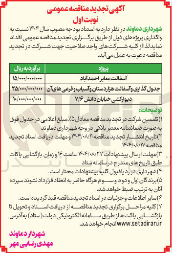 تصویر کوچک آگهی آسفالت معابر