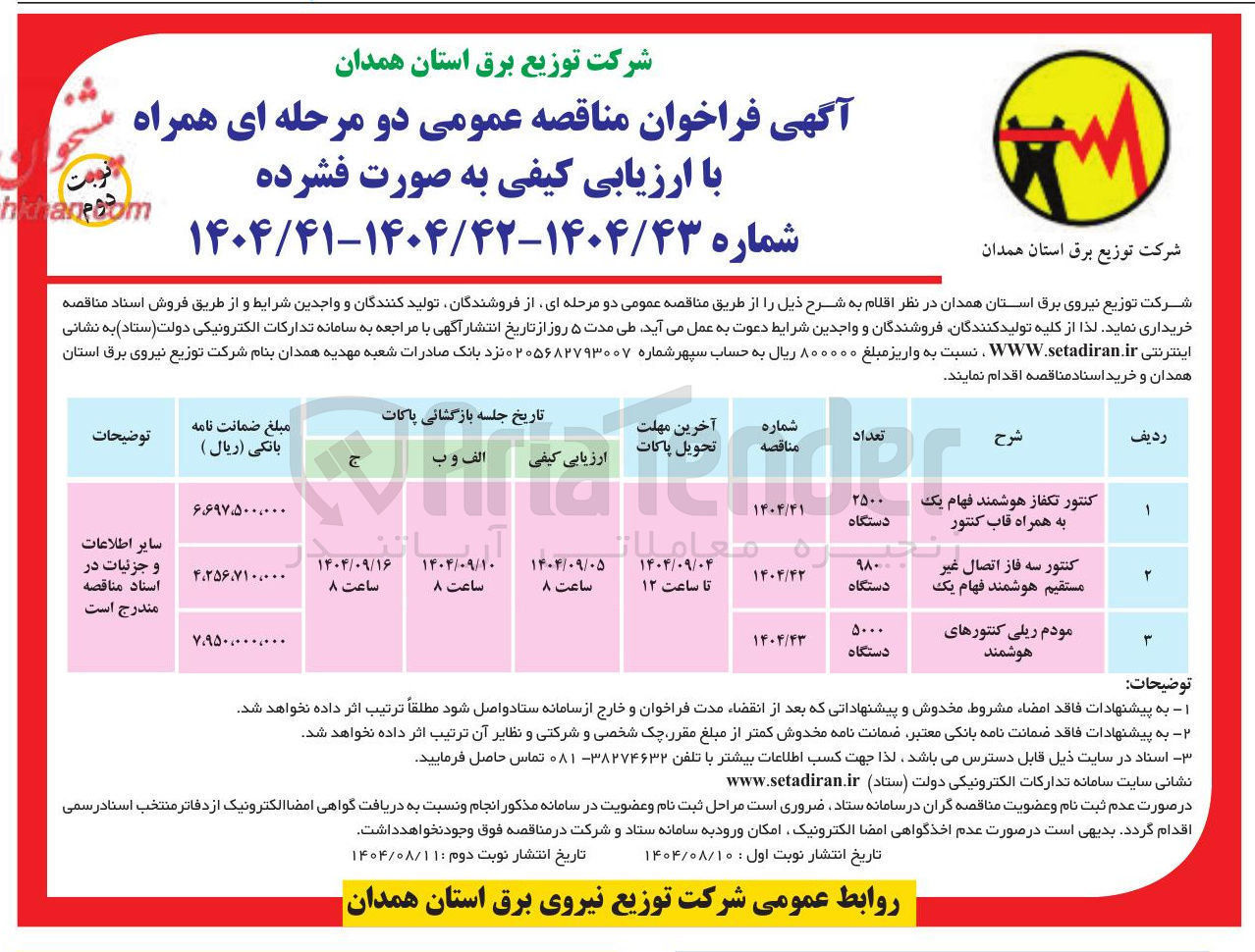 تصویر کوچک آگهی مودم ریلی کنتورهای هوشمند 5000 دستگاه