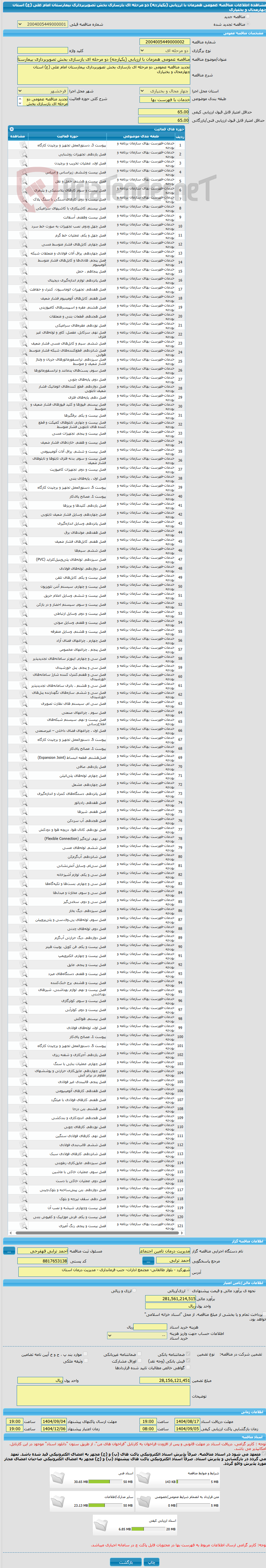 تصویر کوچک آگهی مناقصه عمومی همزمان با ارزیابی (یکپارچه) دو مرحله ای بازسازی بخش تصویربرداری بیمارستان امام علی (ع) استان چهارمحال و بختیاری