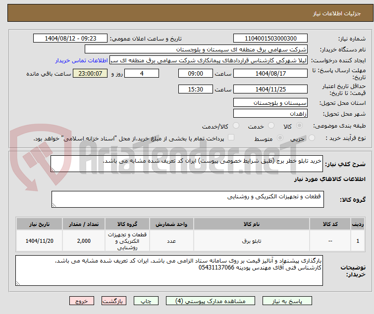 تصویر کوچک آگهی خرید تابلو خطر برج (طبق شرایط خصوصی پیوست) ایران کد تعریف شده مشابه می باشد.