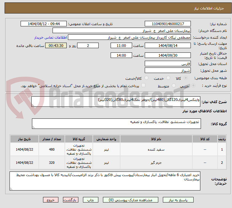 تصویر کوچک آگهی وایتکس4لیتری120گالن(480لیتر)/جوهر نمک4لیتری80گالن(320لیتر)