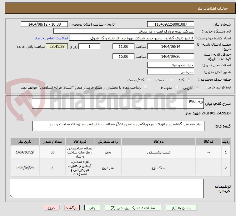 تصویر کوچک آگهی ورق PVC