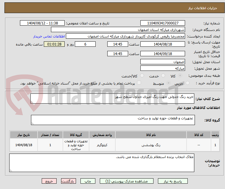 تصویر کوچک آگهی خرید رنگ جدولی جهت رنگ آمیزی جداول سطح شهر