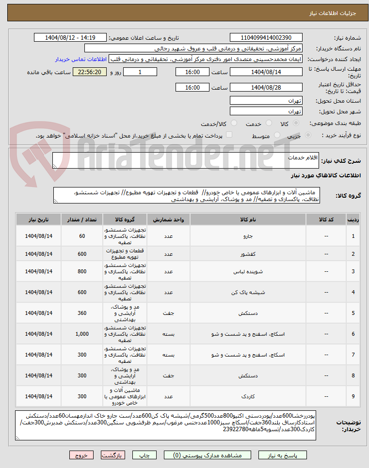 تصویر کوچک آگهی اقلام خدمات