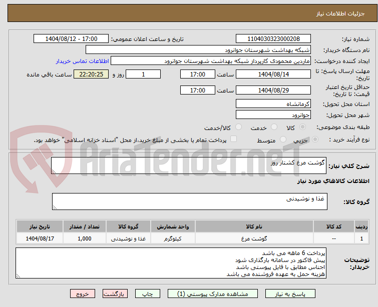 تصویر کوچک آگهی گوشت مرغ کشتار روز