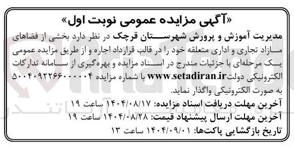 تصویر کوچک آگهی اجاره بخشی از فضاهای مازاد تجاری و اداری