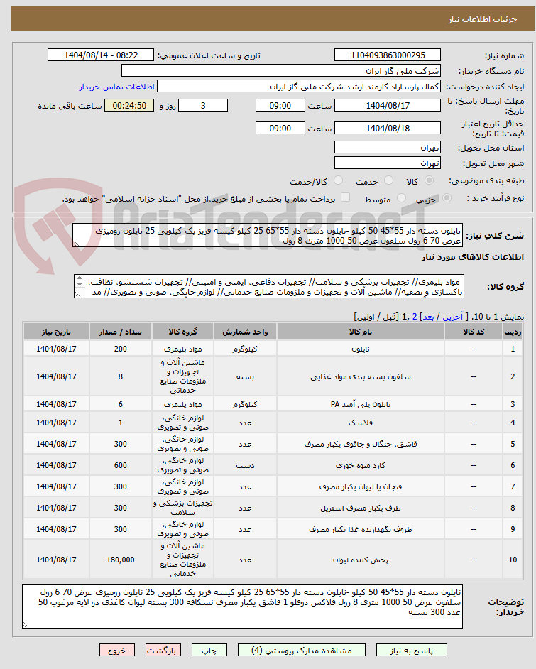 تصویر کوچک آگهی نایلون دسته دار 55*45 50 کیلو -نایلون دسته دار 55*65 25 کیلو کیسه فریز یک کیلویی 25 نایلون رومیزی عرض 70 6 رول سلفون عرض 50 1000 متری 8 رول 