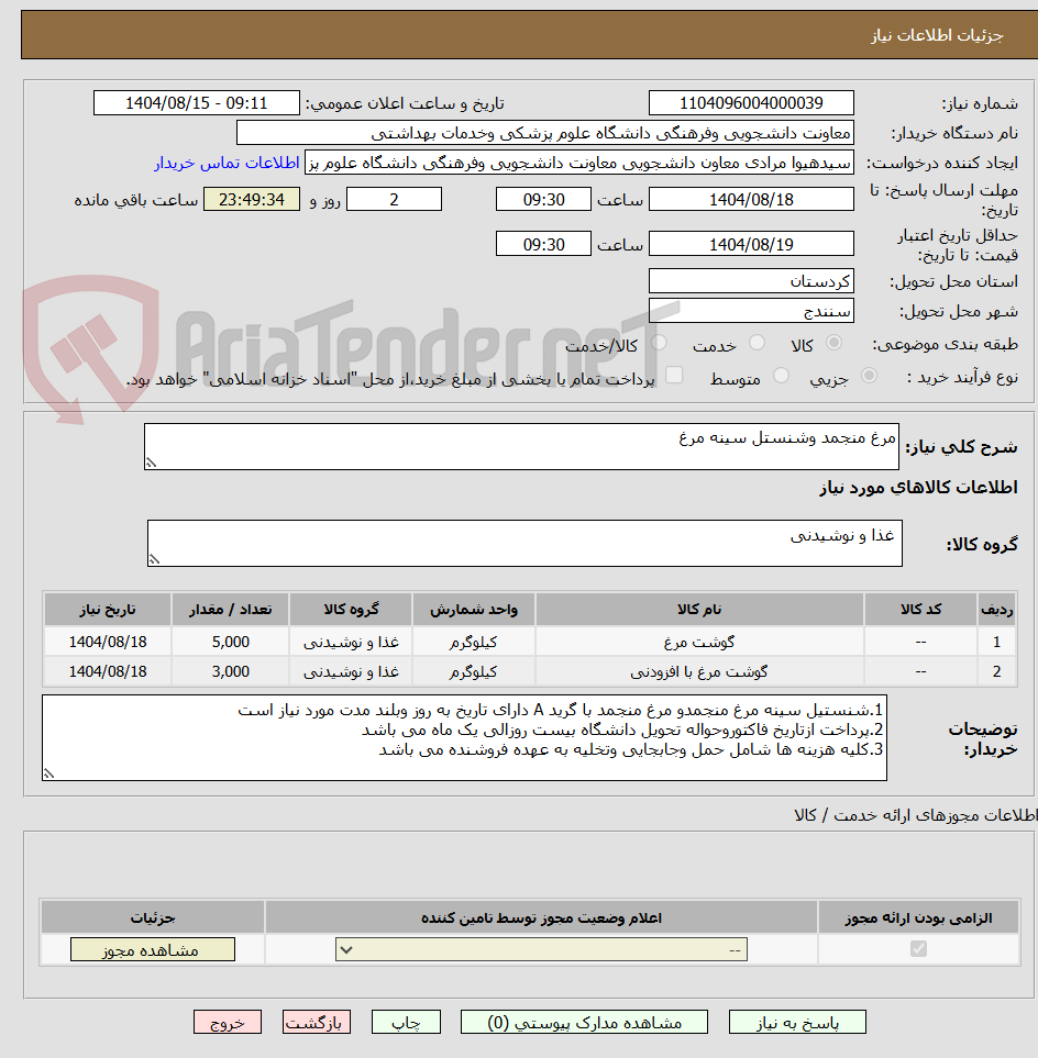 تصویر کوچک آگهی مرغ منجمد وشنستل سینه مرغ