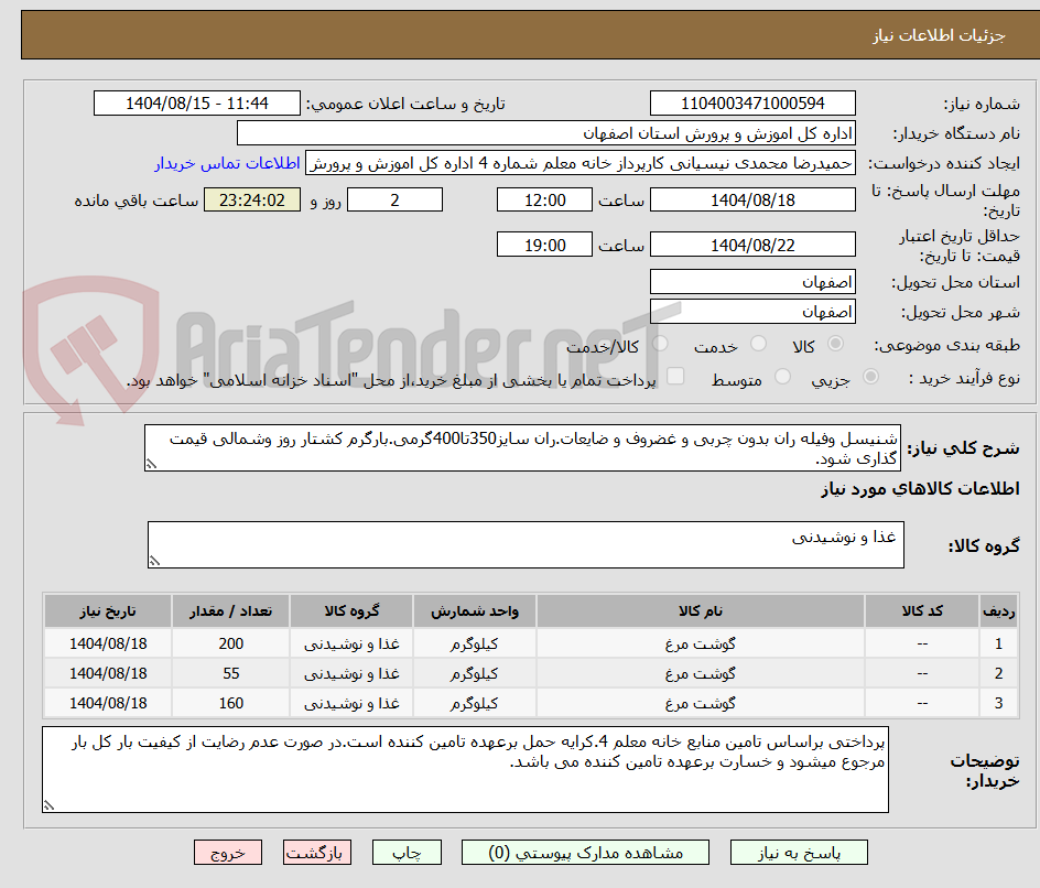 تصویر کوچک آگهی شنیسل وفیله ران بدون چربی و غضروف و ضایعات.ران سایز350تا400گرمی.بارگرم کشتار روز وشمالی قیمت گذاری شود.